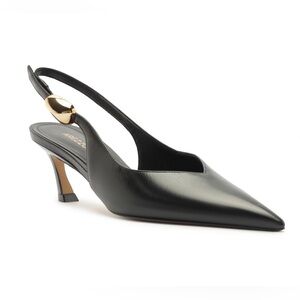Arezzo Farrah Low Stiletto Pumps Black Leather Size 9B